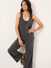 FatFace Tara Charcoal Grey Dungarees - Image 4 of 6