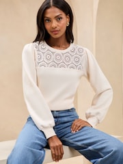 Lipsy Cream Round Neck Sweatshirt - Image 1 of 4