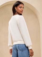 Lipsy Cream Round Neck Sweatshirt - Image 4 of 4