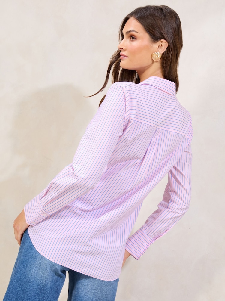 Rosa/azul - Lipsy Stripe Camisas de popeline - Imagem 4 de 4