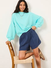 FatFace Dani Blue Doubles 100% Cotton Shorts - Image 2 of 5