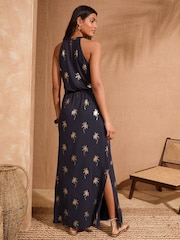 Love & Roses Navy Halter Neck Maxi Dress - Image 3 of 4