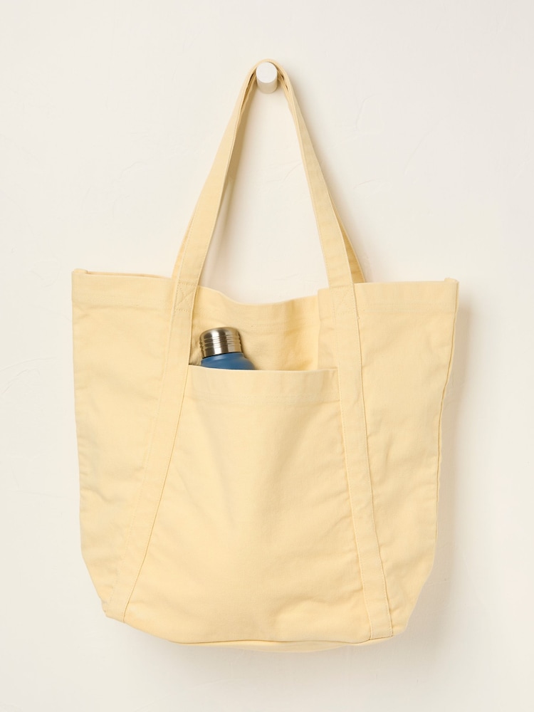 FatFace Astrid Lemon Yellow Pocket 100% Cotton Tote Bag - Image 1 of 2