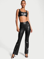 Victoria's Secret Black Faux Leather Flare Leggings - Image 3 of 4