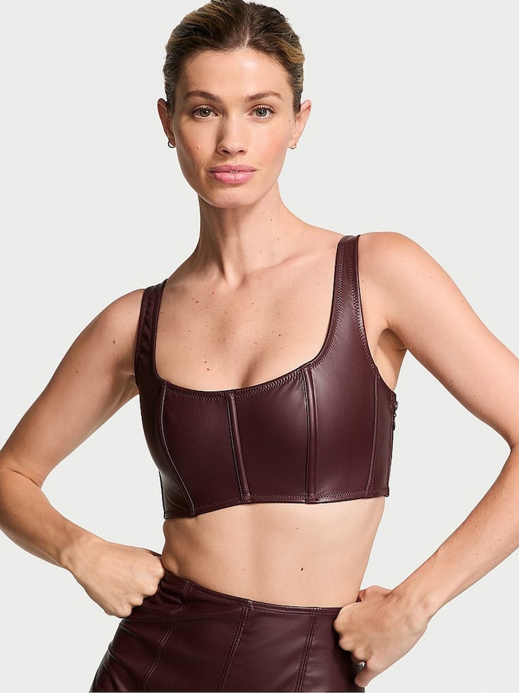 Victoria's Secret Burgundy Brown Cropped Brallete Top - Image 1 of 4