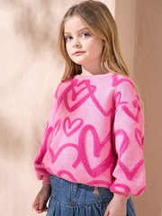 Angel & Rocket Pink Harlow Pink Heart Jumper - Image 1 of 5