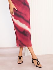 Friends Like These Black Wide Fit Low Block Heels T-Bar Strap Faux Leather Sandals - Image 3 of 5