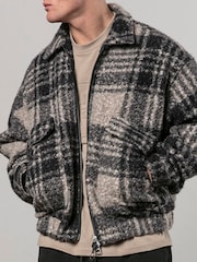 Religion Grey Check Bomber Jacket - Image 1 of 5