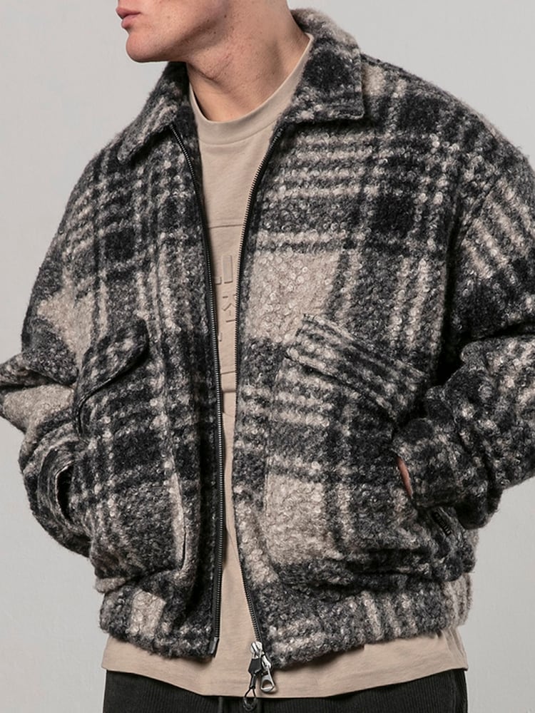 Religion Grey Check Bomber Jacket - Image 1 of 5