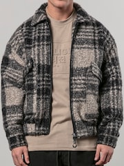 Religion Grey Check Bomber Jacket - Image 2 of 5