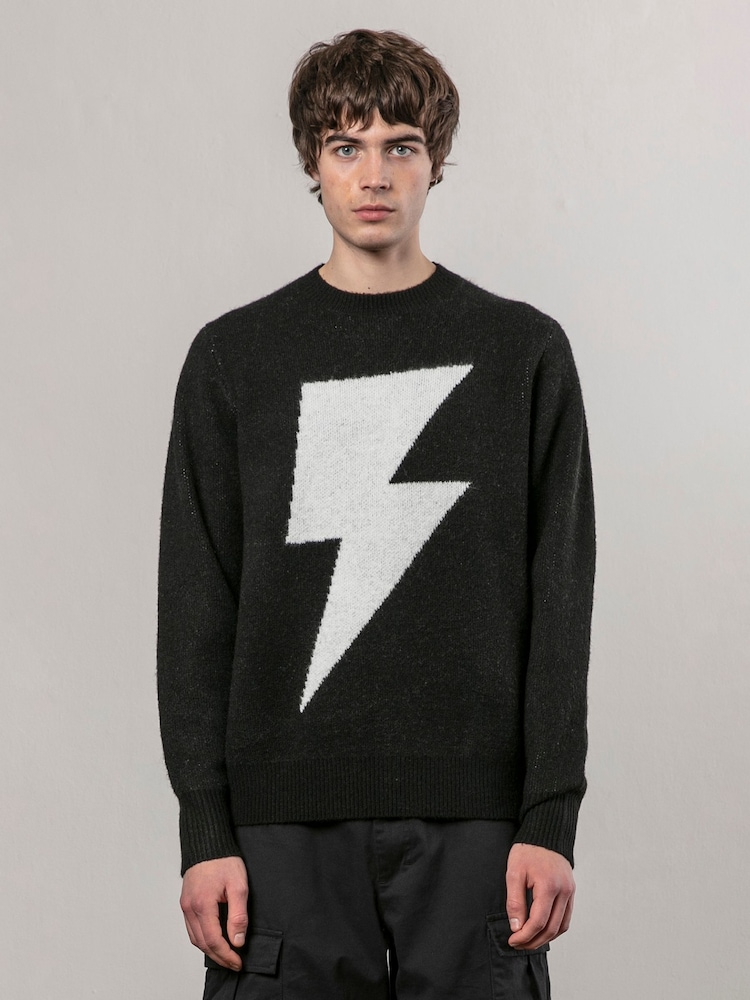 Religion Black Lightning Knit Jumper - Image 1 of 4 Religion Black Lightning Knit Jumper - Image 1 of 4