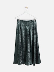 Oliver Bonas Green Shimmer Midi Skirt - Image 4 of 8