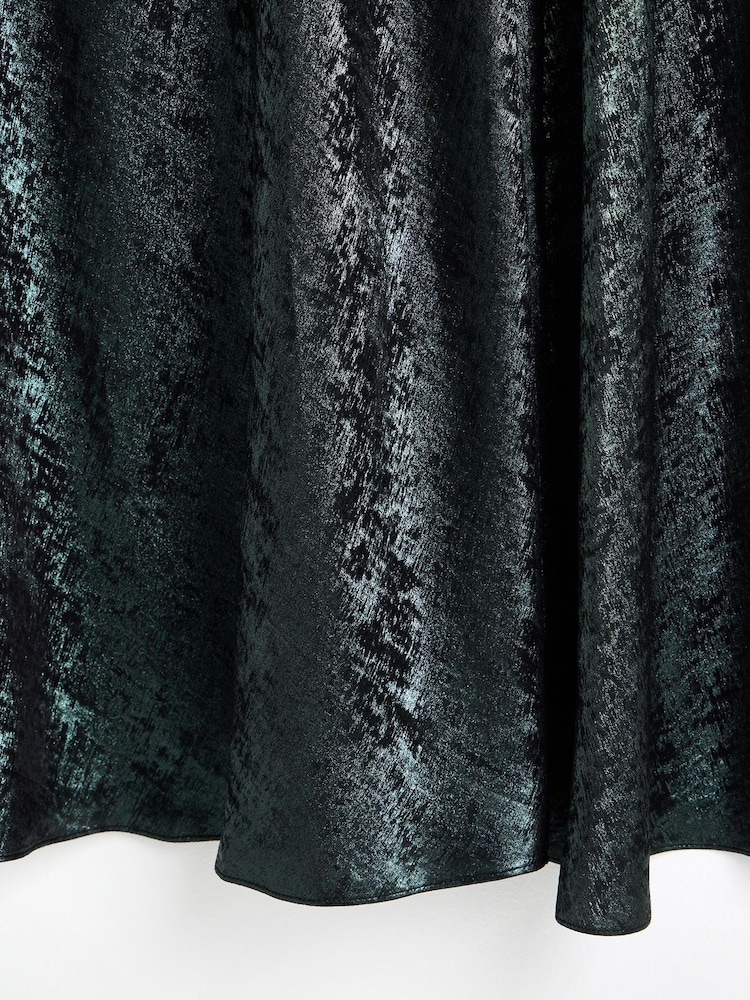 Oliver Bonas Green Shimmer Midi Skirt - Image 8 of 8