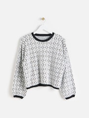 Oliver Bonas White Diamond Tinsel Knitted Jumper - Image 1 of 8