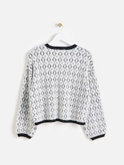 Oliver Bonas White Diamond Tinsel Knitted Jumper - Image 2 of 8