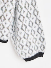 Oliver Bonas White Diamond Tinsel Knitted Jumper - Image 5 of 8