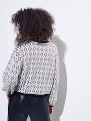 Oliver Bonas White Diamond Tinsel Knitted Jumper - Image 8 of 8