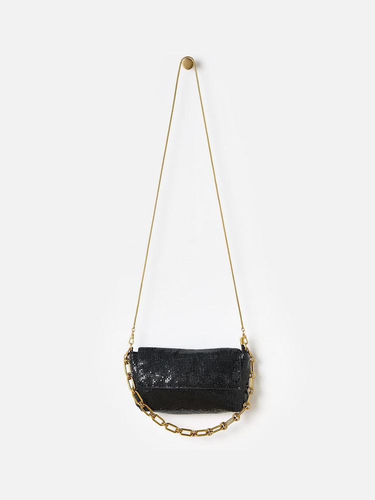 Oliver Bonas Black Alexis Chainmail Cross-Body Bag - Image 1 of 6 Oliver Bonas Black Alexis Chainmail Cross-Body Bag - Image 1 of 6