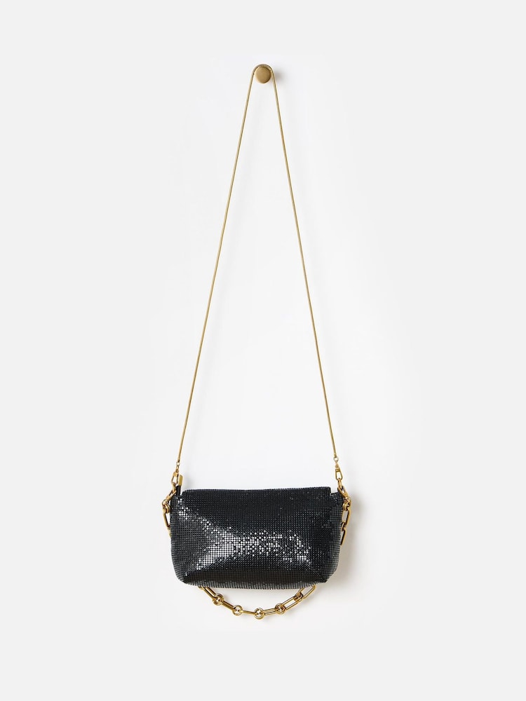 Oliver Bonas Black Alexis Chainmail Cross-Body Bag - Image 2 of 6 Oliver Bonas Black Alexis Chainmail Cross-Body Bag - Image 2 of 6