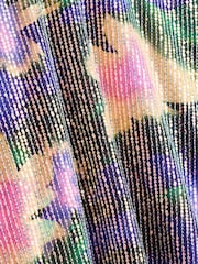 Oliver Bonas Purple Abstract Floral Purple Sequin T-Shirt - Image 6 of 6