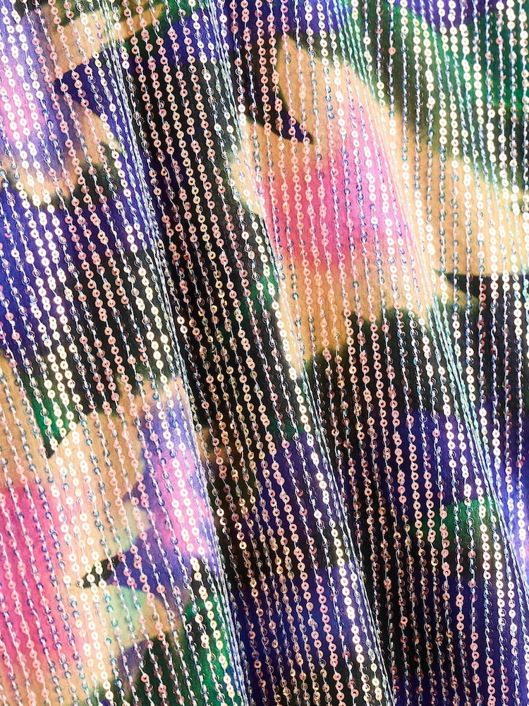 Oliver Bonas Purple Abstract Floral Purple Sequin T-Shirt - Image 6 of 6 Oliver Bonas Purple Abstract Floral Purple Sequin T-Shirt - Image 6 of 6