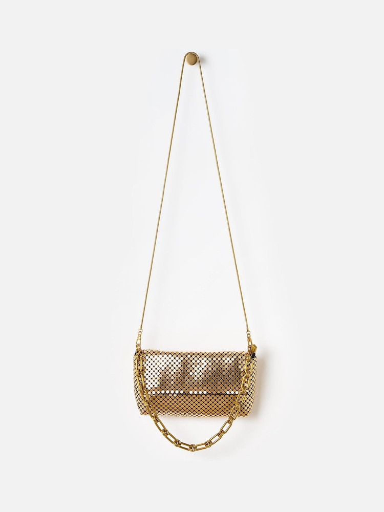 Oliver Bonas Gold Alexis Chainmail Cross-Body Bag - Image 1 of 6 Oliver Bonas Gold Alexis Chainmail Cross-Body Bag - Image 1 of 6