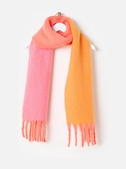 Oliver Bonas Orange and Pink Colour Block Heavyweight Scarf - Image 1 of 5