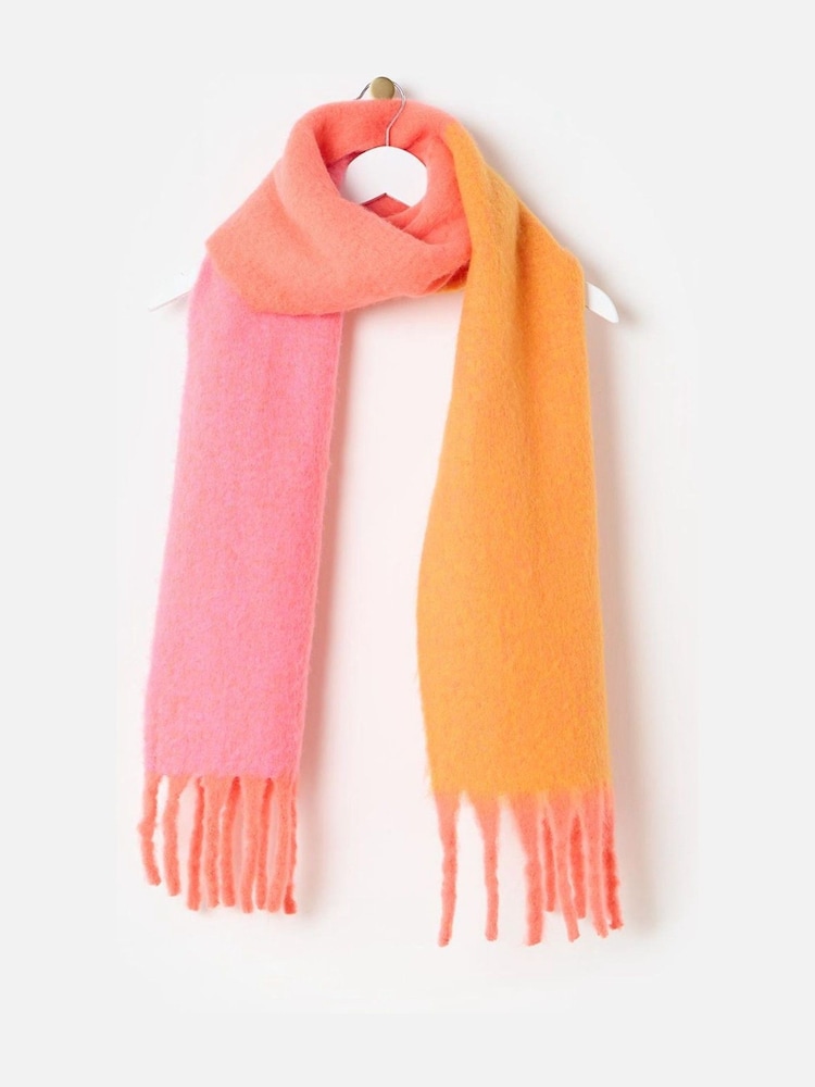 Oliver Bonas Orange and Pink Colour Block Heavyweight Scarf - Image 1 of 5 Oliver Bonas Orange and Pink Colour Block Heavyweight Scarf - Image 1 of 5