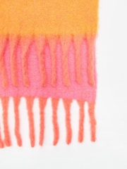 Oliver Bonas Orange and Pink Colour Block Heavyweight Scarf - Image 3 of 5