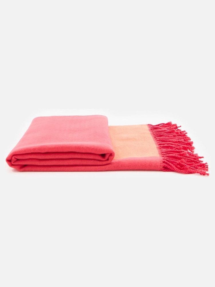Oliver Bonas Orange Colour Block Blanket Scarf - Image 2 of 6