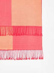 Oliver Bonas Orange Colour Block Blanket Scarf - Image 4 of 6