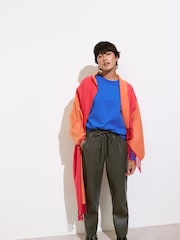 Oliver Bonas Orange Colour Block Blanket Scarf - Image 5 of 6