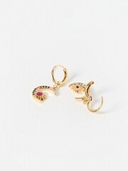 Oliver Bonas gold Avaluna Rainbow Moon Drop Huggies Earrings - Image 2 of 3