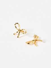 Oliver Bonas Gold Tone Disco Bow Square Nugget Stud Earrings - Image 3 of 4