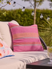 Multi Bright Jacquard Stripe Indoor Outdoor Cushion - Image 1 of 5