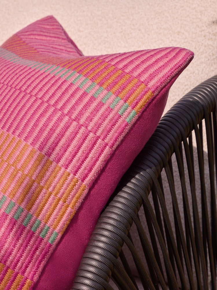Multi Bright Jacquard Stripe Indoor Outdoor Cushion - Image 5 of 5