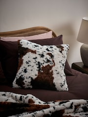 Brown Faux Fur Cow Print Cushion - Image 1 of 5