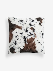 Brown Faux Fur Cow Print Cushion - Image 2 of 5