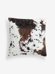 Brown Faux Fur Cow Print Cushion - Image 3 of 5