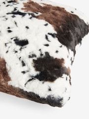 Brown Faux Fur Cow Print Cushion - Image 4 of 5
