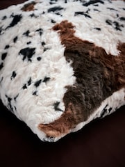 Brown Faux Fur Cow Print Cushion - Image 5 of 5