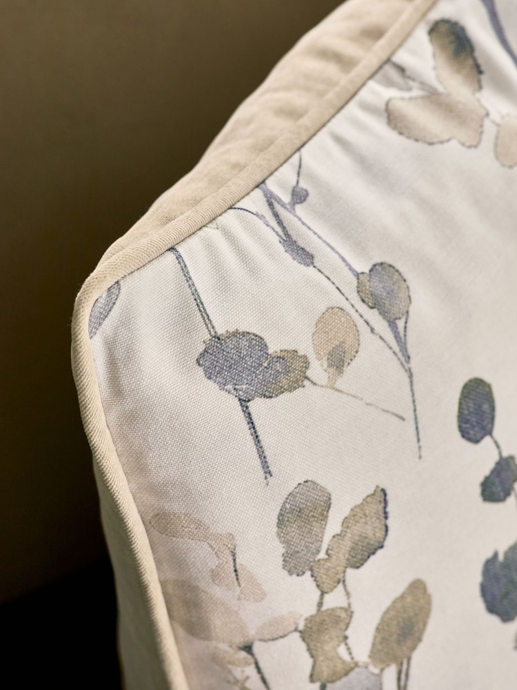 Natural/Blue Honesty Leaf Floral Printed Cushion - Image 2 of 5