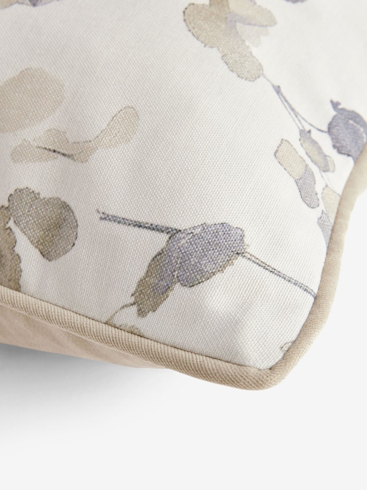 Natural/Blue Honesty Leaf Floral Printed Cushion - Image 5 of 5