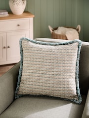 Woven Semi Plain Fringe Cushion - Изображение 1 из 5