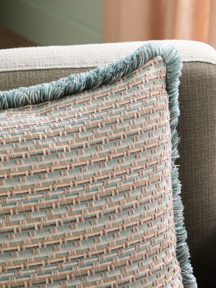 Woven Semi Plain Fringe Cushion - Изображение 2 из 5