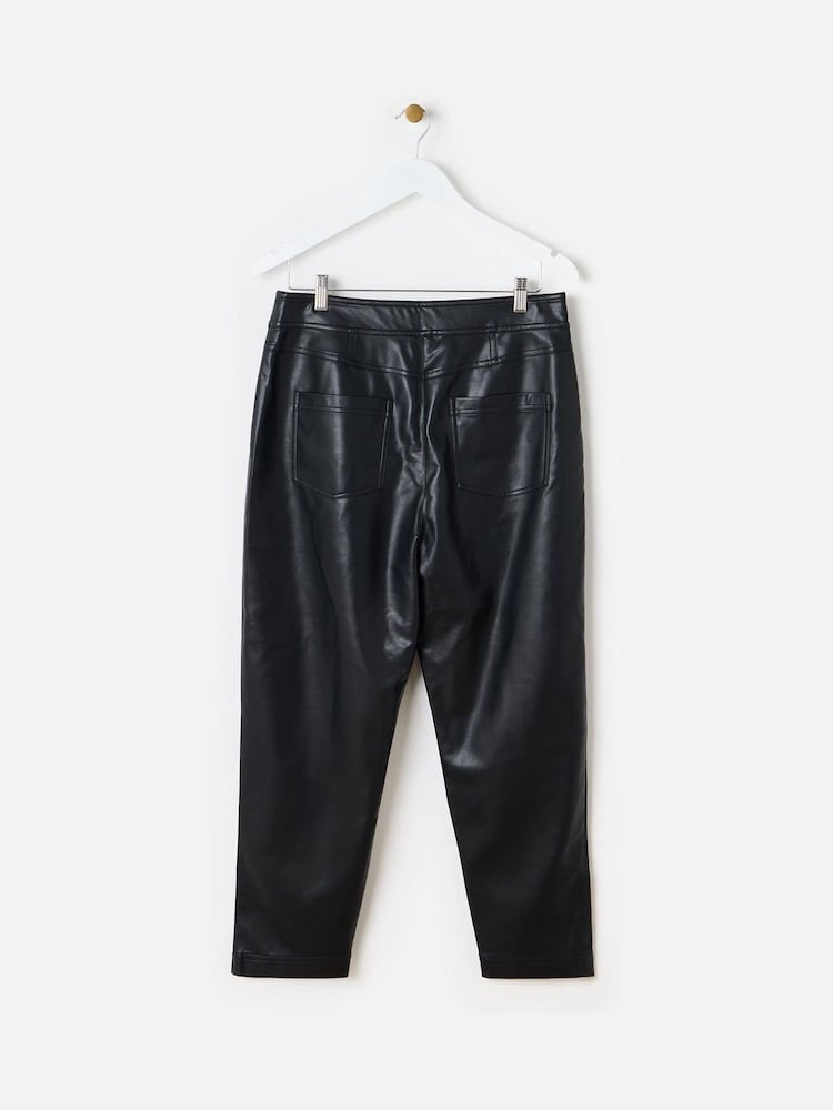Oliver Bonas Black Faux Leather Tapered Trousers - Image 2 of 6 Oliver Bonas Black Faux Leather Tapered Trousers - Image 2 of 6