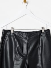 Oliver Bonas Black Faux Leather Tapered Trousers - Image 3 of 6