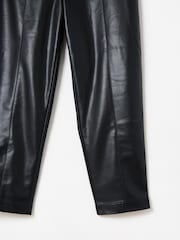 Oliver Bonas Black Faux Leather Tapered Trousers - Image 5 of 6