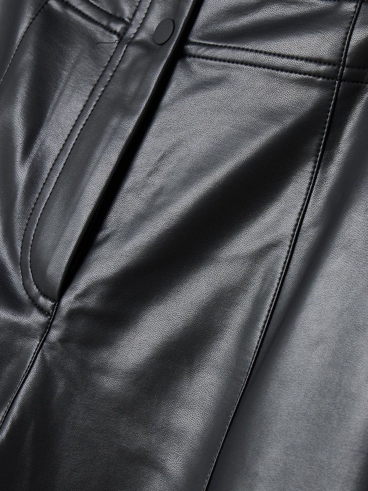 Oliver Bonas Black Faux Leather Tapered Trousers - Image 6 of 6 Oliver Bonas Black Faux Leather Tapered Trousers - Image 6 of 6