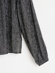 Oliver Bonas Black Metallic Frill Blouse - Image 8 of 8